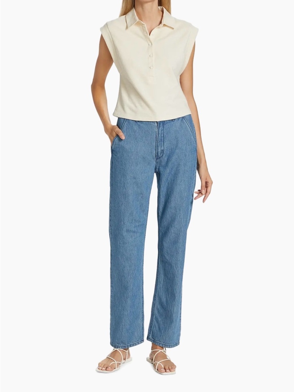 rag & bone Alex Tailored Straight Leg Jeans Linen Blend High Rise Size 27